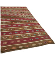 Bordo Halı Salon Halısı Geometrik Desenli El Dokuma Etnik Pamuk Yün Kilim Dokuma