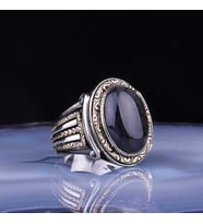 Gümüş Onix Taşlı Oval Erkek Yüzük SL1889