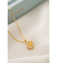 925 Ayar Gümüş Kasım Ayı Doğum Taşı ( Citrine ) Kolye