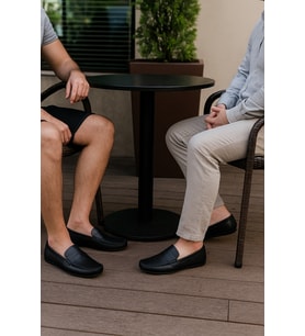 Growish GR0298 Hakiki Deri Üst Kalite Dikişli Saraçlı Erkek Loafer Günlük Ayakkabı (Siyah-Siyah)