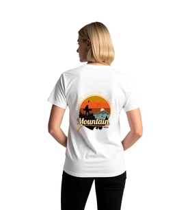 Kadın Dağ Macerası Baskılı Tişört %100 Pamuk Kısa Kollu Yuvarlak Yaka Retro Vintage Stil Doğa Teması