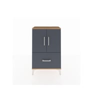 Arges Komodin 2 Raflı Tek Çekmeceli 2 Kapaklı 60x30x96 Çam-Antrasit