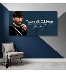 Panoramik Kanvas Makam Panosu Atatürk Vatanını En Çok Seven Görevini En İyi Yapandır