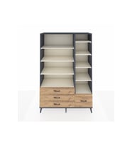 Hyperion Dolap 9 Raflı 4 Çekmeceli  132x44x195 Antrasit-Aytaşı/Çam