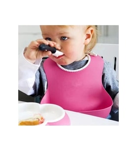 Çocuk Bebek Mama Önlüğü Dökülme Engelleyici Bükülebilir Pembe (5477)