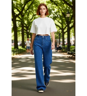 Kadın Dokulu Wide Leg Jean Pantolon Fonksiyonel Dayanıklı Kaliteli Konforlu Estetik Modern