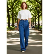 Kadın Dokulu Wide Leg Jean Pantolon Fonksiyonel Dayanıklı Kaliteli Konforlu Estetik Modern