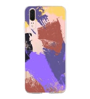 Huawei P20 Uyumlu Kapak Brush Stroke Tasarımlı Şeffaf Silikon Kılıf