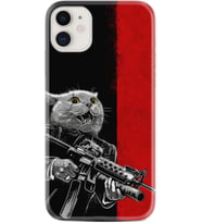 Apple iPhone 11 12 13 Mini Kılıf Desemli Silikon Çılgın Kedi 1674