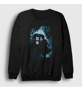 Presmono Unisex Siyah Time Tardis Doktor Dr Doctor Who Sweatshirt 499401tt