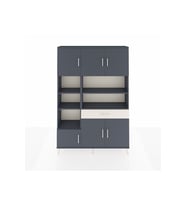 Arges Dolap 10 Raflı Tek Çekmeceli 6 Kapaklı 132x30x195 Antrasit-Antrasit/Aytaşı