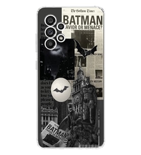 Samsung Galaxy A32 Uyumlu Batman Kolaj Tasarımlı Şeffaf Telefon Kılıfı