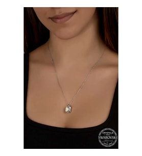 Swarovski Crystal Taşlı Baget Gümüş Kadın Kolye