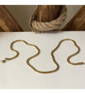 Silver yada Gold Hasır Örme Çelik Zincir Erkek Kolye 65 Cm( 5mm) (Gold)