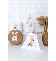 Pia Baby Premium %100 Pamuk Kişiye Özel Tulumlu Yenidoğan Bebek Hediye Seti 5063-03 (Ekru)