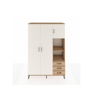 Hyperion Dolap 5 Raflı 3 Çekmeceli Tek Askılı 132x44x195 Çam-Aytaşı/Çam
