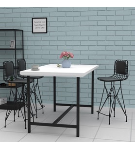 Knsz orta boy tel bar sandalyesi 1 li mağrur syhsyh sırt minderli 65 cm oturma yüksekliği mutfak bahçe cafe ofis (Karışık)