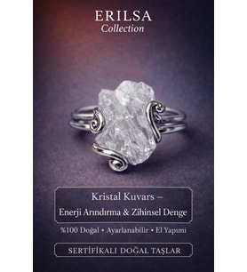 Sertifikalı Enerji Arındırma ve Zihinsel Denge Yüzüğü – Ham Kristal Kuvars Taşı – Ayarlanabilir