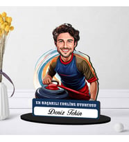 Kişiye Özel Erkek Curling Oyuncusuna Hediye Karikatürlü Biblo