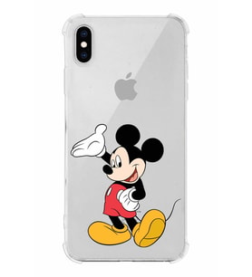 Apple iPhone XS Max Uyumlu Köşe Korumalı Antişok Kapak Mickey Mouse Tasarımlı Şeffaf  Kılıf