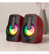 2.0 USB RGB Işıklı Kırmızı Multimedya Hoparlör Seti (1+1, 12W)