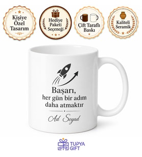 Girişimci İçin Özel Tasarım Seramik Baskılı Kupa Bardak Motivasyon Hediyesi
