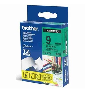 Tonersepeti Brother TZ-721 Yeşil Üzerine Siyah Laminasyonlu Etiket