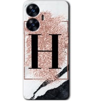 Realme C55 Kılıf HD Desen Baskılı Kılıf - Pembe Mermer Desenli H Harfi