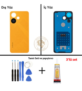 Infinix Hot 30İ Turuncu Uyumlu Arka Kapak + Yapıştırıcı ve Vida Seti Arka Cam Batarya Pil Kapağı