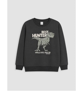 LCW Kids Antrasit Baskılı Erkek Çocuk Kalın Sweatshirt