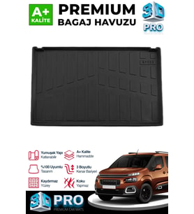 Citroen Berlingo Seperatörlü 3D Pro Bagaj Havuzu 2019 Üzeri A+ Kalite