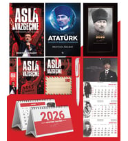 Asla Vazgeçme - Ayraç - Kartpostal - Poster - Yüzyılların Lideri Atatürk -  2026 Ajanda Komutan - Gazi Duvar Takvimi - Masa Takvimi