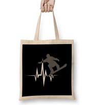 Cool Snowboarder Heartbeat Snowboarding Heart Beat Bez Çanta Uzun Saplı