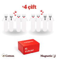 Carnaval Socks 4lü Manyetik Sevgili Çorap Seti Kadın Erkek El Ele Çorap Kutusu