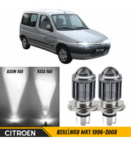 Citroen Berlingo Mk1 1996-2008 Mercekli Far Ampulü Led Xenon Beyaz Şimşek Etkili Led Lamba Uzun Kısa