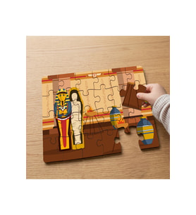 Antik Mısır - Firavun - Mumya Tasarımlı 24 Parça Ahşap Çocuk Puzzle