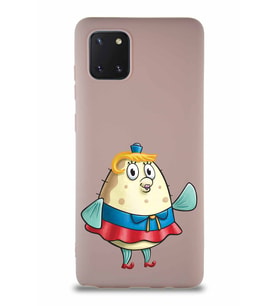 Samsung Galaxy A81 Soft Premier Kapak Bayan Puff Tasarımlı Silikon Kılıf - Pudra (Şeffaf)