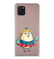 Samsung Galaxy A81 Soft Premier Kapak Bayan Puff Tasarımlı Silikon Kılıf - Pudra (Şeffaf)