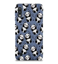 Samsung Galaxy M10 Uyumlu Lansman Kılıf Panda Tasarımlı İçi Kadife Kapak-Petrol Mavisi (Şeffaf)