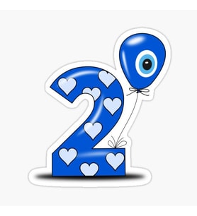 2 Yaş Nazar Sticker Yapıştırması Etiket 20 cm