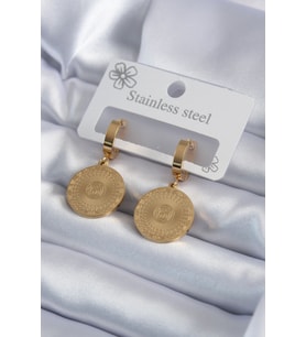 316L Çelik Gold Renk İşleme Detay Kadın Küpe 5886 - SSSSSS9075-3160