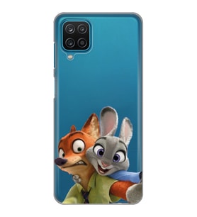 Samsung Galaxy A12 Uyumlu Zootropolis Judy & Nick Tasarımlı Şeffaf Telefon Kılıfı