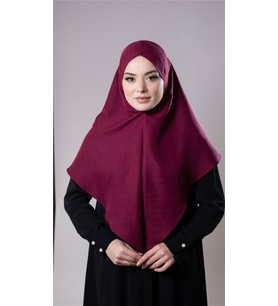 Bordo Pratik Hazır Geçmeli Tesettür Eşarp Pamuk Caz Kumaş Tek Katlı Çapraz Hijab 2305_16