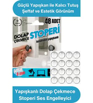 #Stoper Yapışkanlı Dolap Çekmece Stoperi Ses Engelleyici Şeffaf 48 Adet Silikon Tampon Kapak Çarpma