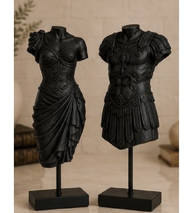 Antik Roma İmparatoru Augustus & Livia Drusilla Başsız Kaideli Heykel Seti