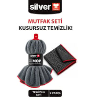 Mikrofiber Mop Başlığı ve Mutfak Bezi Seti Antrasit Profesyonel Jumbo Boy