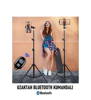 Bluetooth Kumandalı Tripod, Telefon Tutucu ve Ring Light ile Stüdyo Lamba