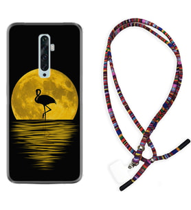 Oppo Reno 2Z 4 Lite 4 Pro 5 6 7 A31 Kılıf Boyun Asklı Rasta Silikon Ay ve Flamingo 1775