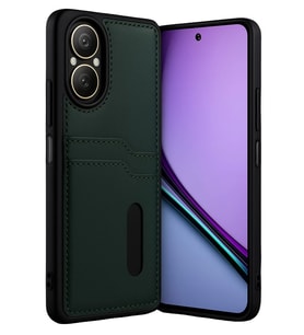 Realme 12 Lite Kılıf Sara Kartvizitli Deri Kılıf - Koyu Yeşil