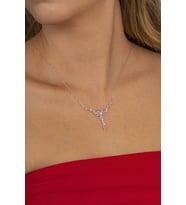 Gümüş Pazarım Pembe Taşlı Manolya Çiçeği Kadın Gümüş Kolye